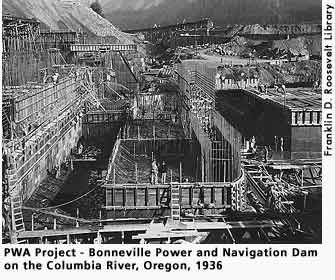 [picture: Bonneville Power and Navigation Dam Construction, Oregon, 1936]