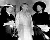 [photo: ER with Rosa Parks and Mrs. H. C. Foster at Civil Rights Rally in New York, 1956]