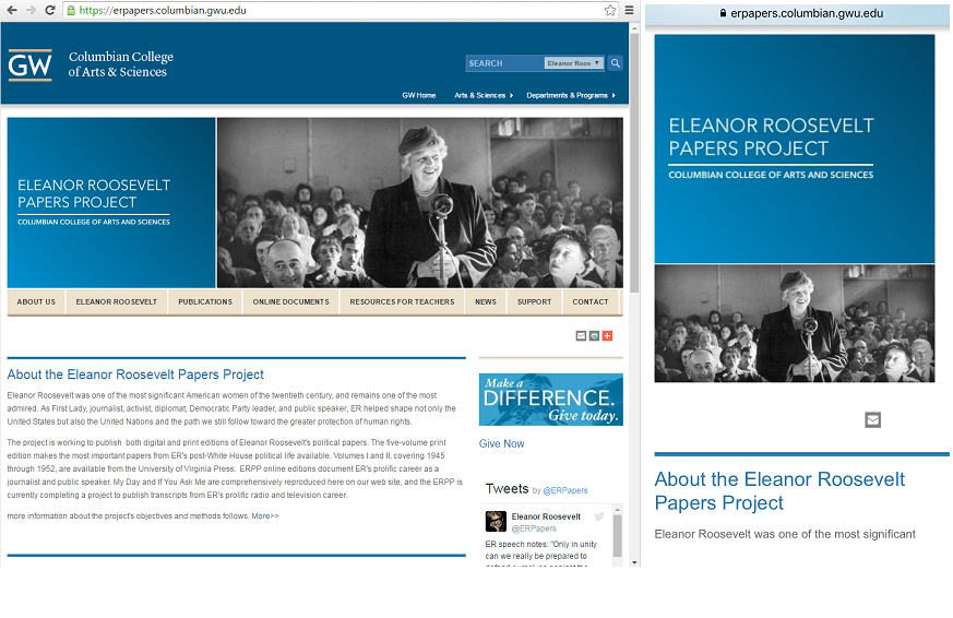 The Eleanor Roosevelt Papers Project website is now part of the Columbian College website.