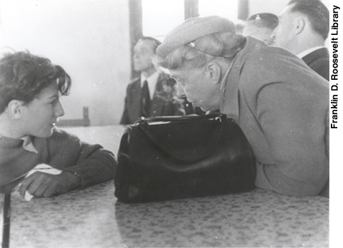 photo: Eleanor visits with Jewish Refugree Children, France, 1955