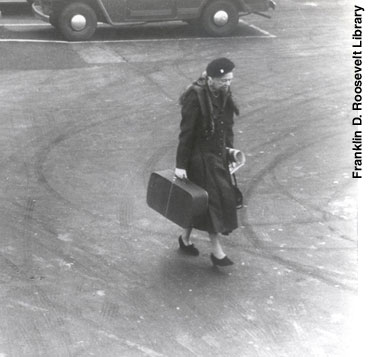 photo: Eleanor carrying her suitcase at LaGuardia Airport, NY, 1960