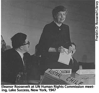 [picture: Eleanor Roosevelt at Human Rights Commission meeting, Lake Success, NY, 1947]  