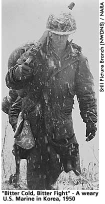 [picutre: Bitter Cold, Bitter Fight - A weary US Marine in Korea, 1950]  