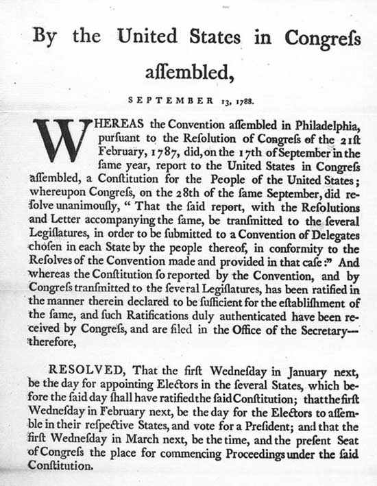 Confederation Congress Ordinance of September 13, 1788