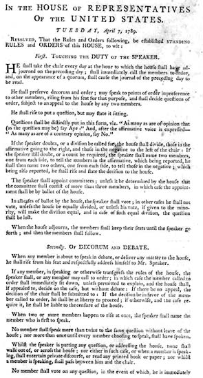 Part 1 of Rules of the House of Representatives