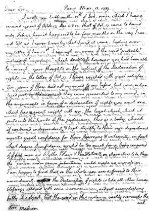 Thomas Jefferson's Letter to James Madison