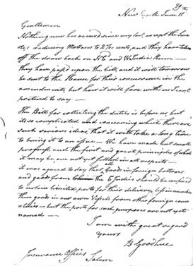 Letter of Rep. Benjamin Goodhue