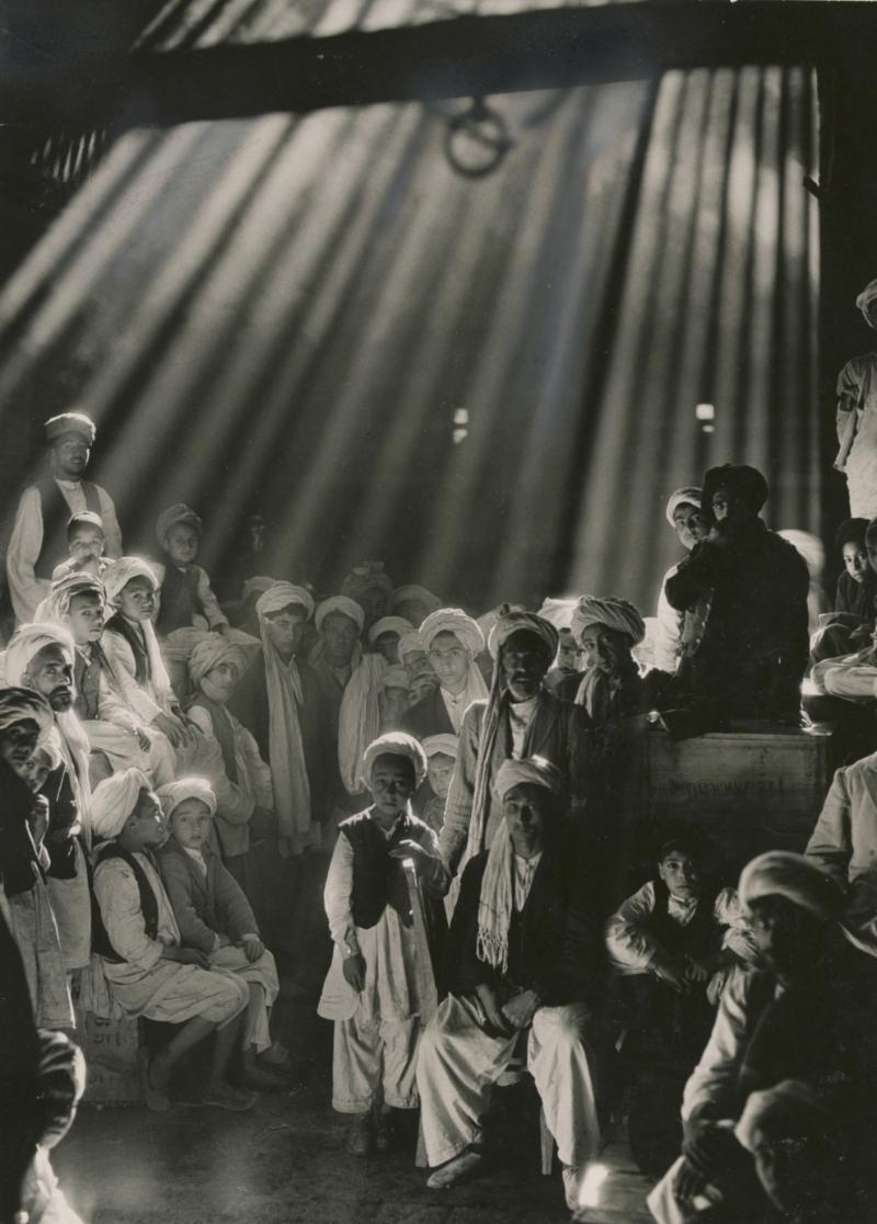 black and white image of a stage play